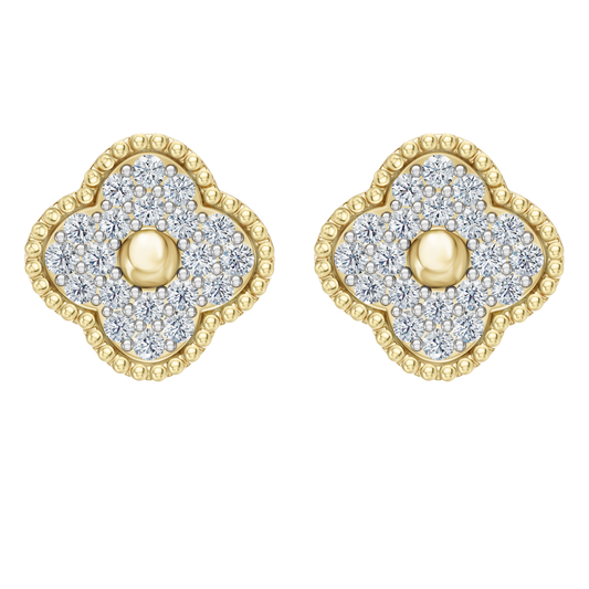 Yellow Gold-Clover Pave Earrings_view=TOP