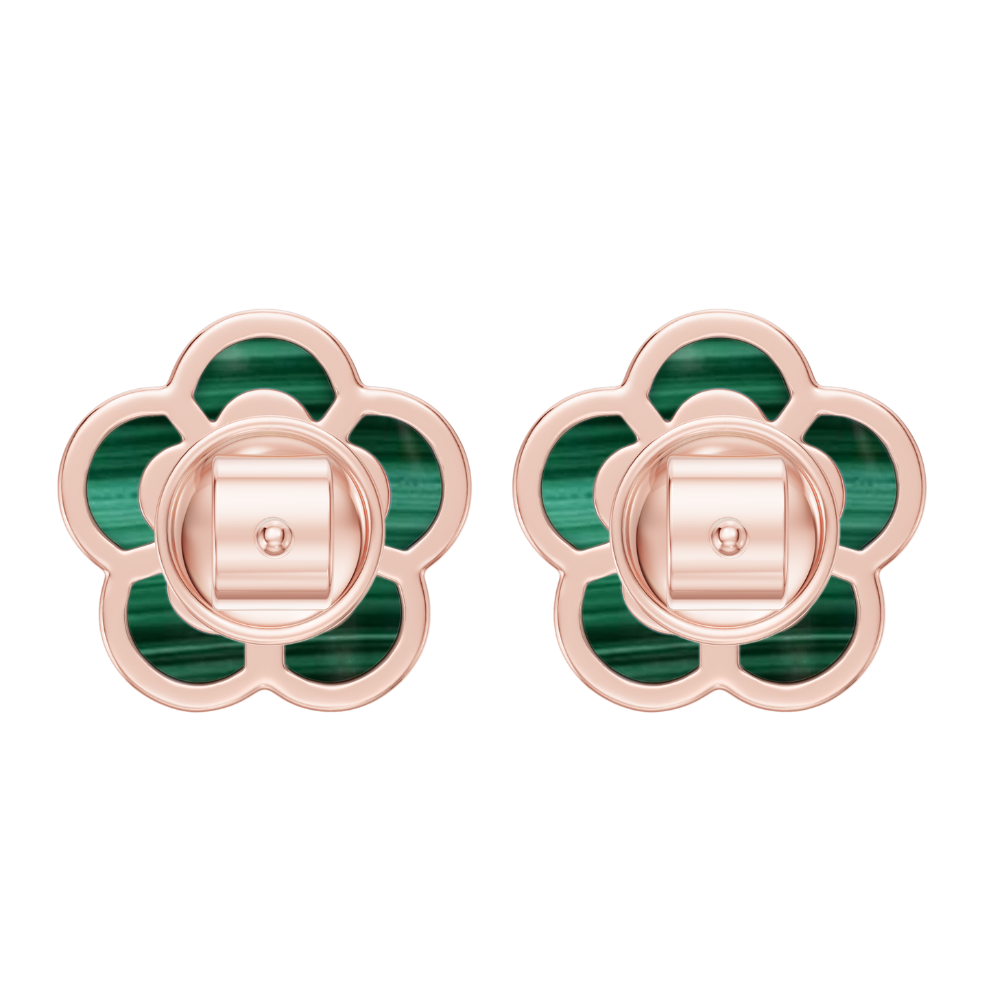 Pink Gold-Petal Malachite Earrings_view=BACK