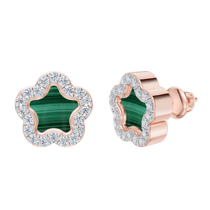 Pink Gold-Petal Malachite Earrings_view=FRONT
