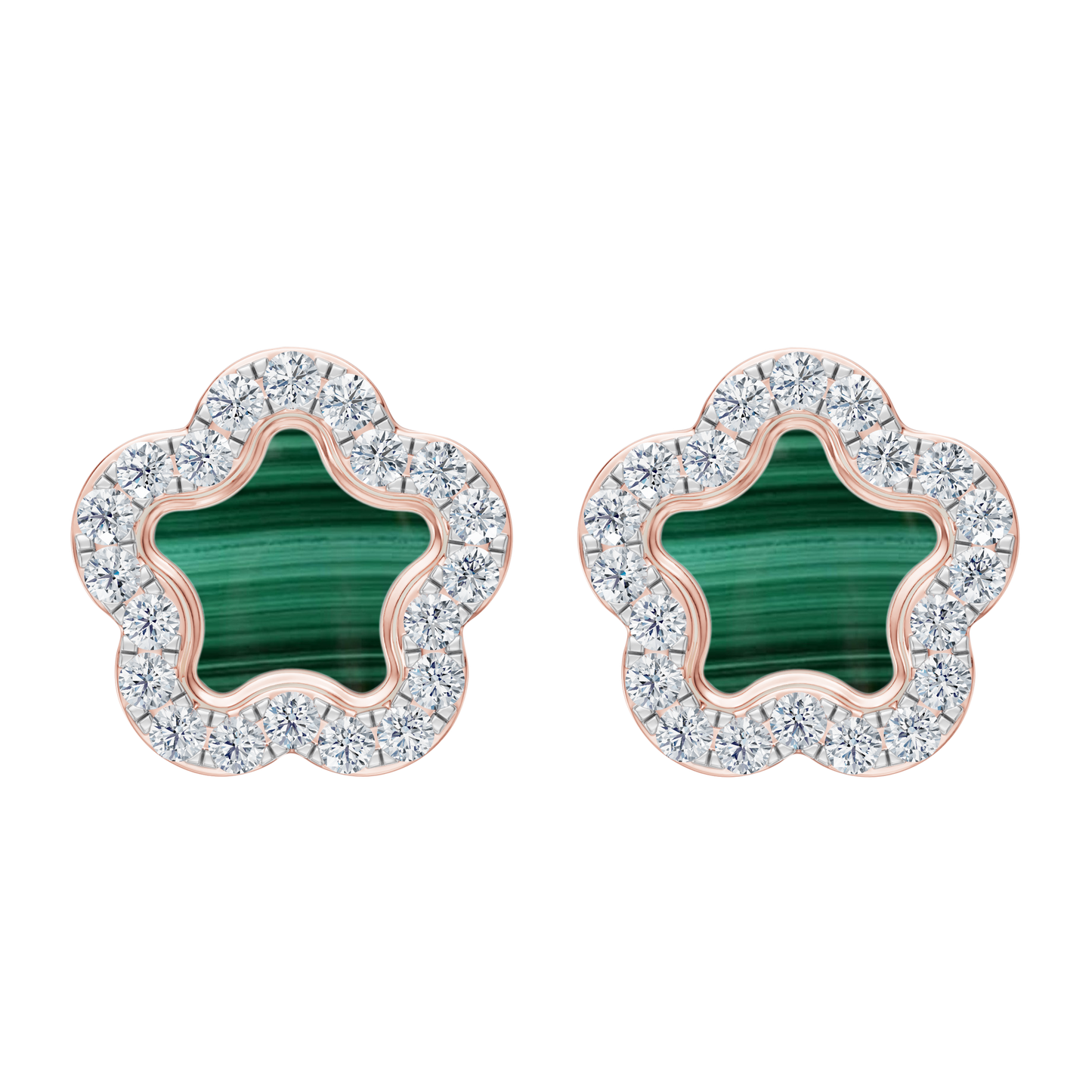 Pink Gold-Petal Malachite Earrings_view=TOP