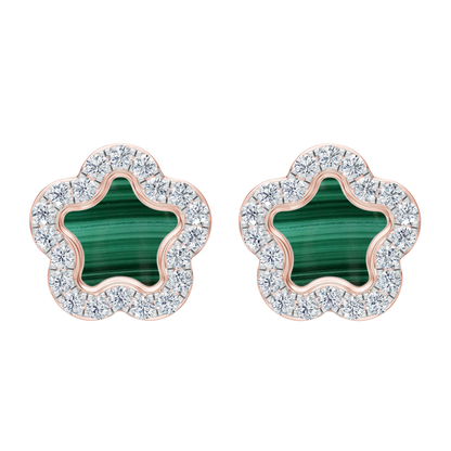Pink Gold-Petal Malachite Earrings_view=TOP