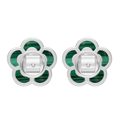 White Gold-Petal Malachite Earrings_view=BACK