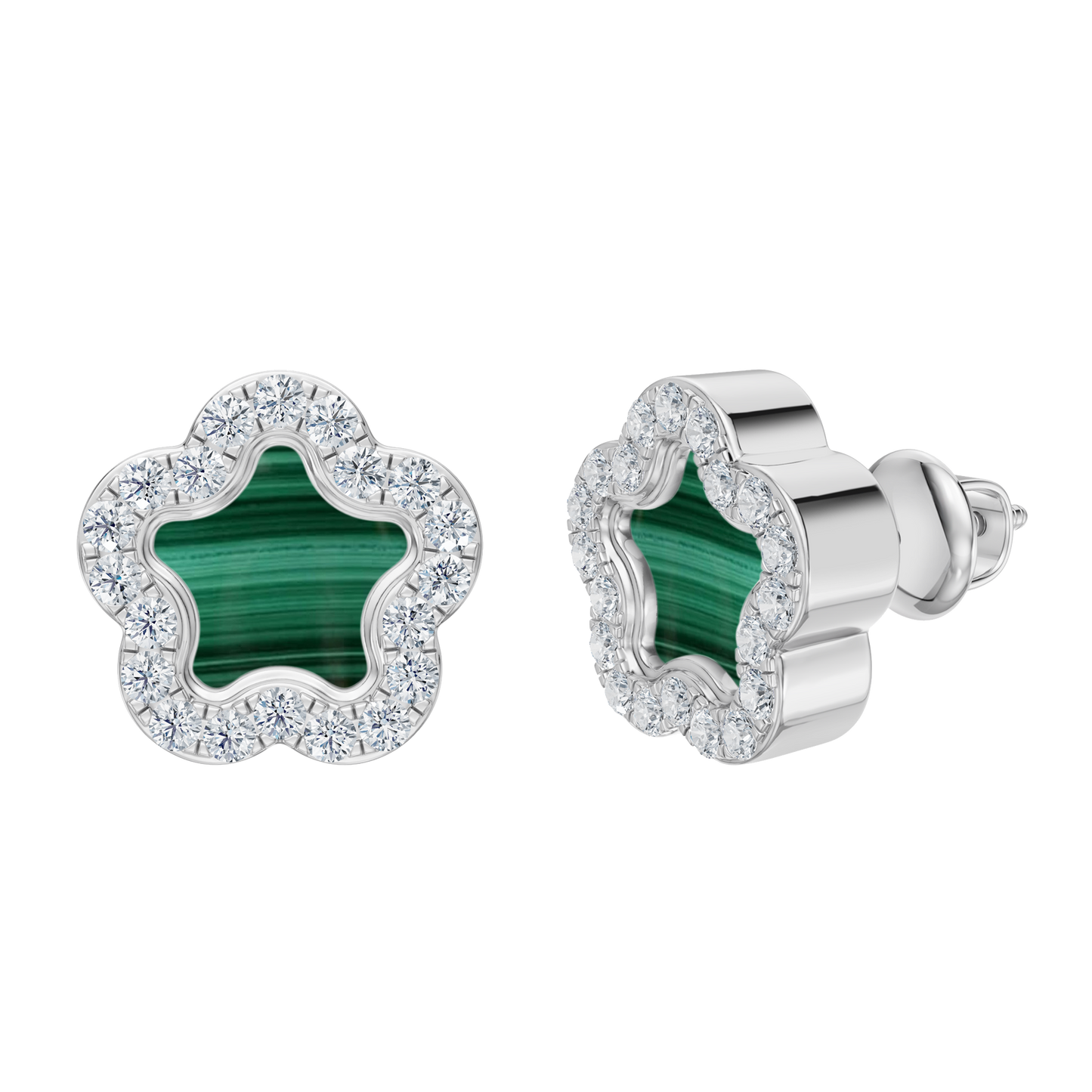 White Gold-Petal Malachite Earrings_view=FRONT