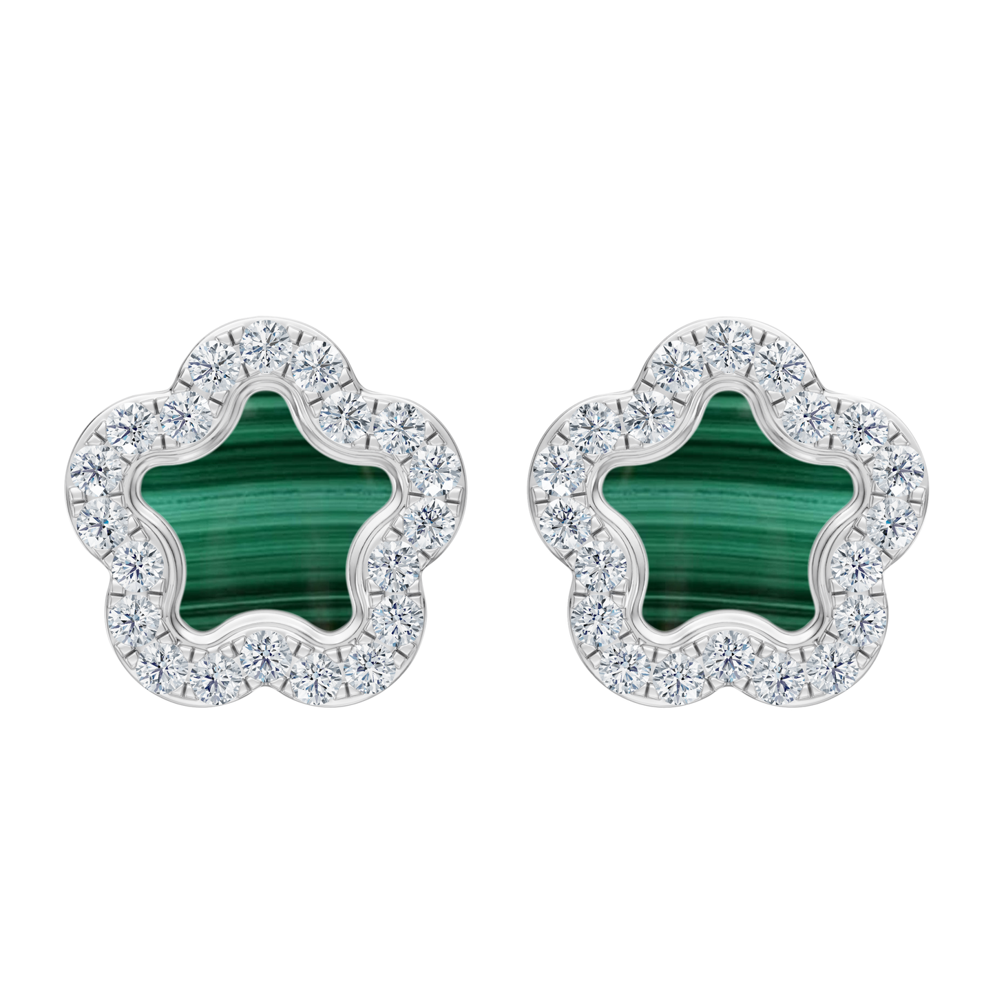 White Gold-Petal Malachite Earrings_view=TOP