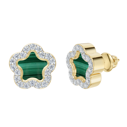 Yellow Gold-Petal Malachite Earrings_view=FRONT