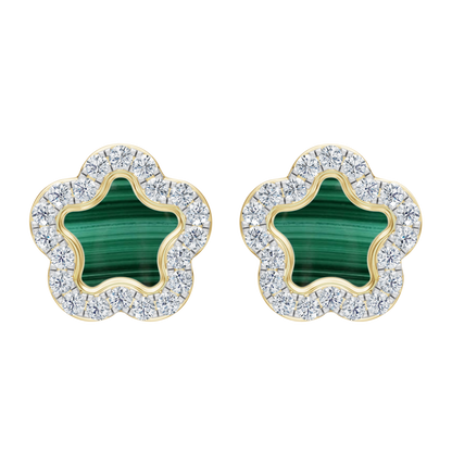 Yellow Gold-Petal Malachite Earrings_view=TOP