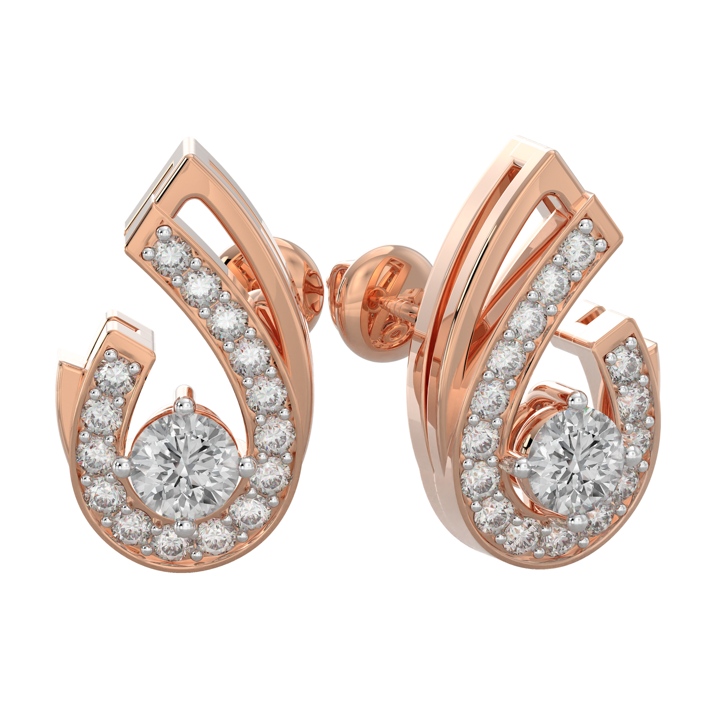 Pink Gold-Nova Diamond Earring Studs_view=FRONT