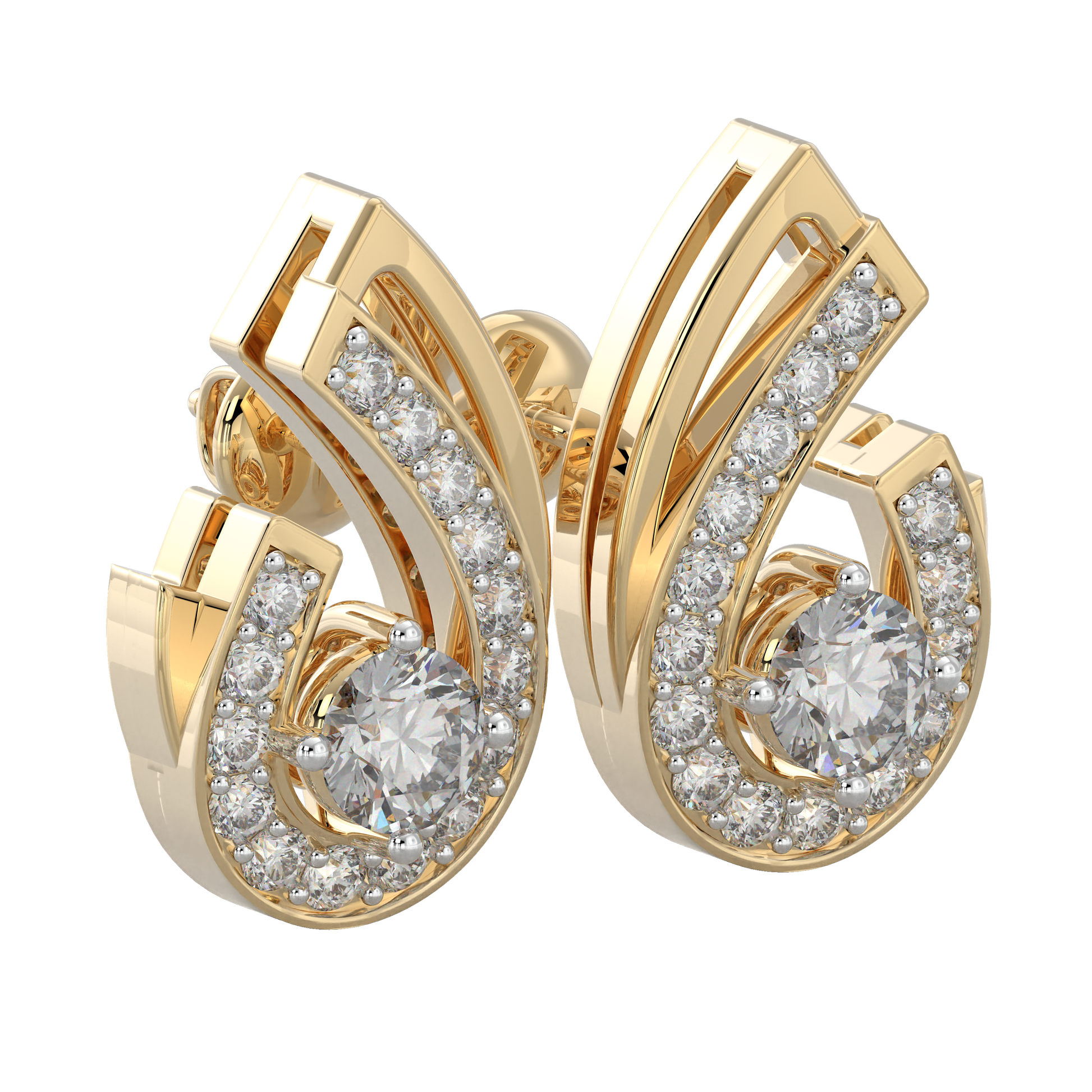 Yellow Gold-Nova Diamond Earring Studs_view=3DV