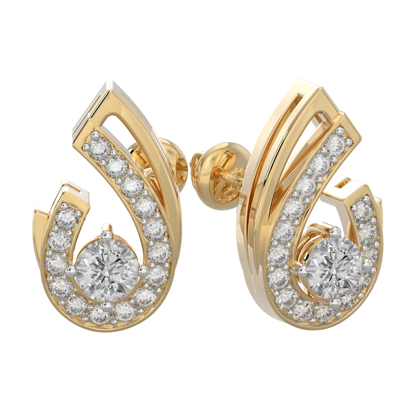 Yellow Gold-Nova Diamond Earring Studs_view=FRONT
