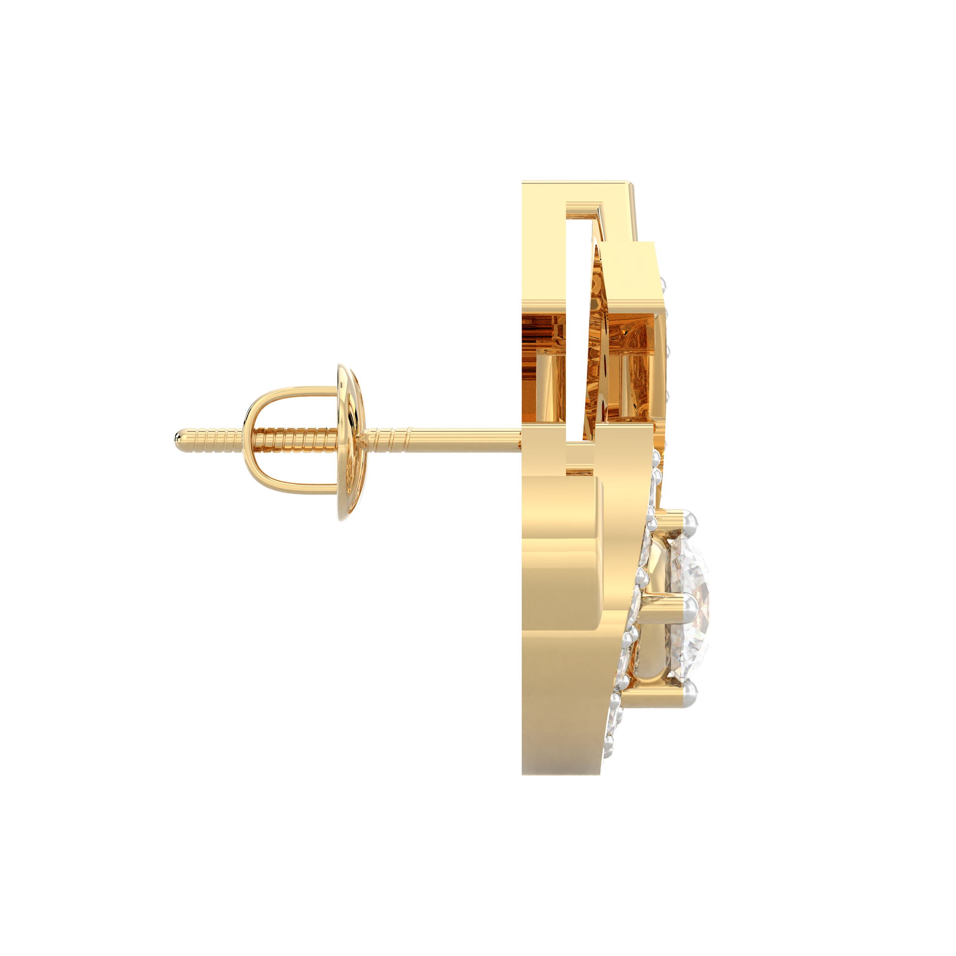 Yellow Gold-Nova Diamond Earring Studs_view=SIDE