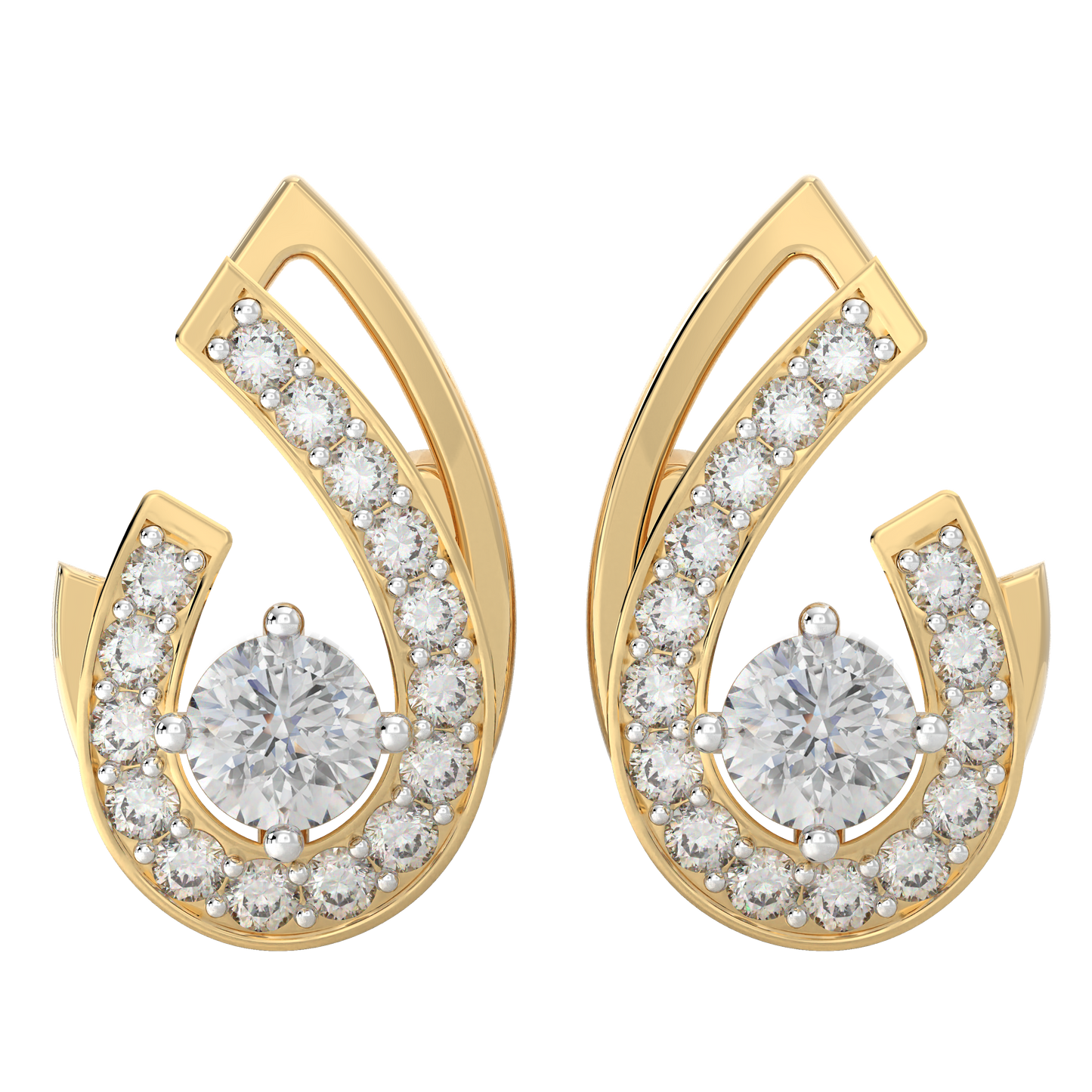 Yellow Gold-Nova Diamond Earring Studs_view=TOP