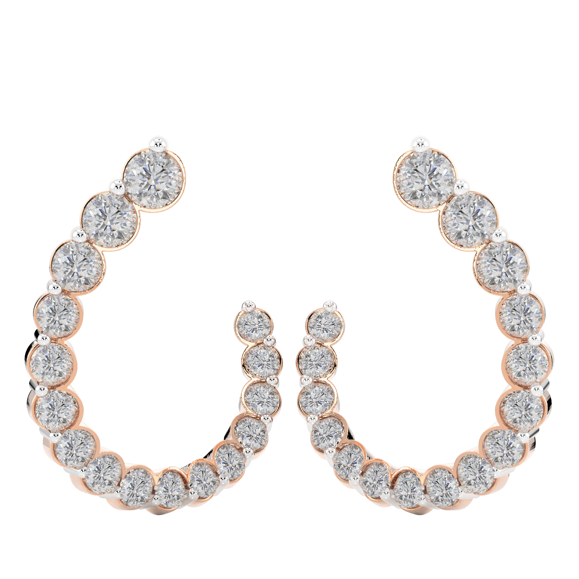 Pink Gold-Petal Fashion Earrings Diamond Earring_view=TOP