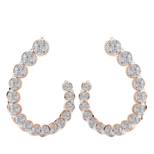 Pink Gold-Petal Fashion Earrings Diamond Earring_view=TOP