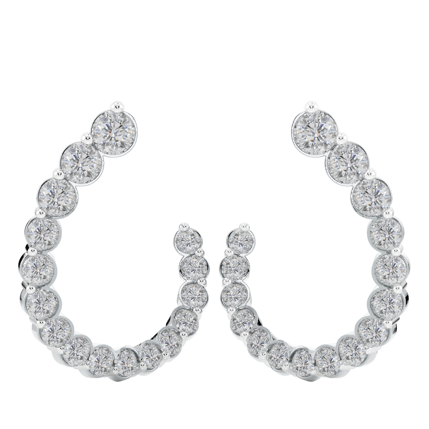 White Gold-Petal Fashion Earrings Diamond Earring_view=TOP
