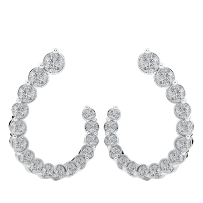 White Gold-Petal Fashion Earrings Diamond Earring_view=TOP