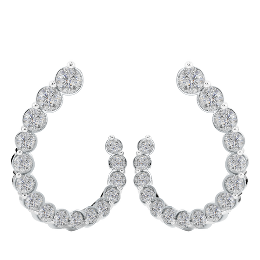 White Gold-Petal Fashion Earrings Diamond Earring_view=TOP