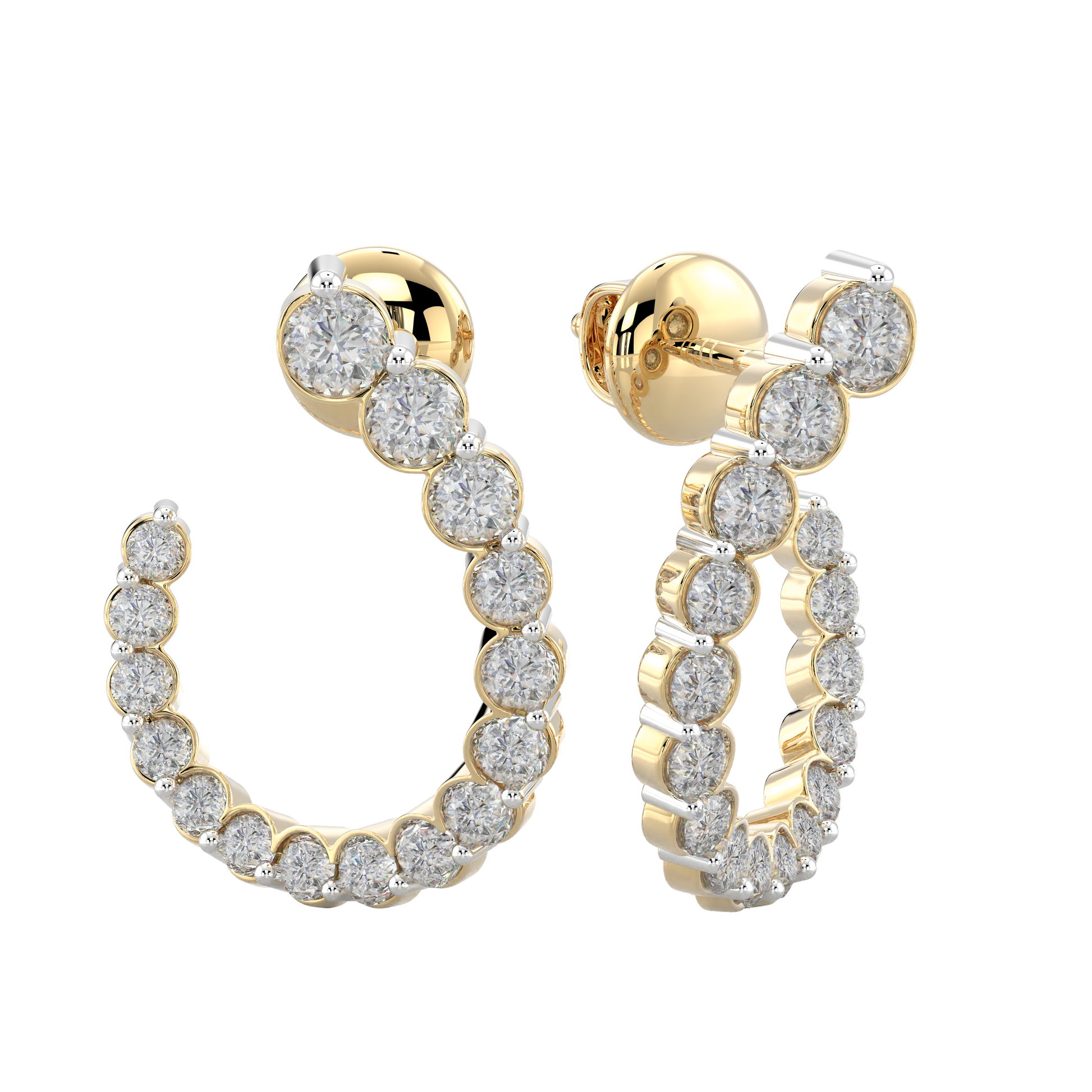 Yellow Gold-Petal Fashion Earrings Diamond Earring_view=3DV