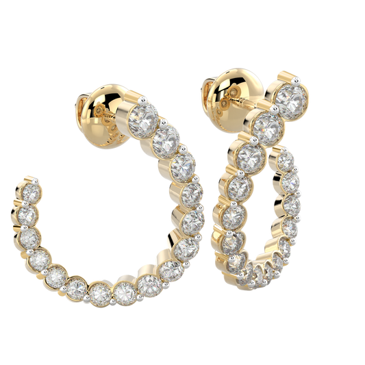 Yellow Gold-Petal Fashion Earrings Diamond Earring_view=FRONT