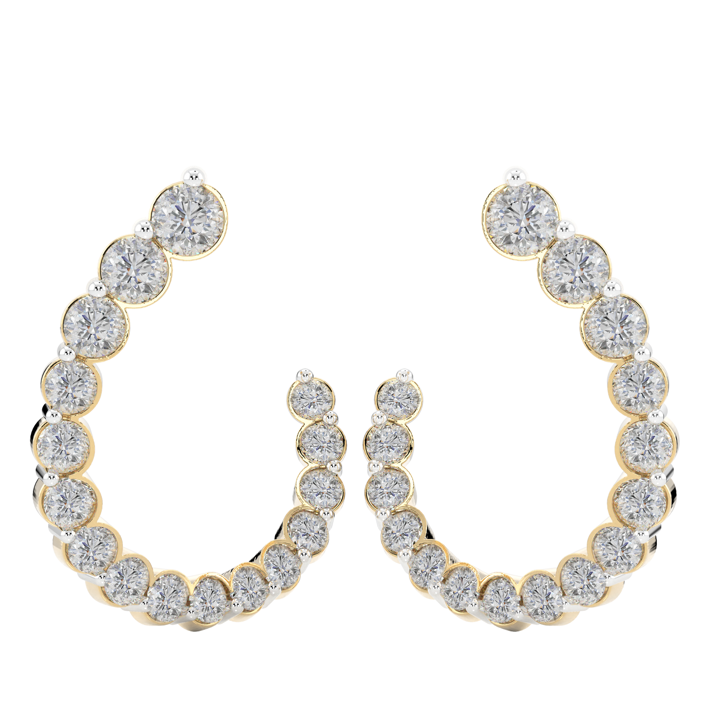 Yellow Gold-Petal Fashion Earrings Diamond Earring_view=TOP