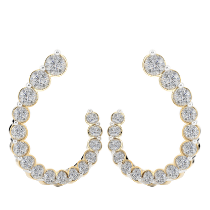 Yellow Gold-Petal Fashion Earrings Diamond Earring_view=TOP