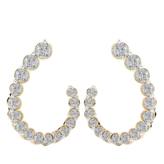 Yellow Gold-Petal Fashion Earrings Diamond Earring_view=TOP