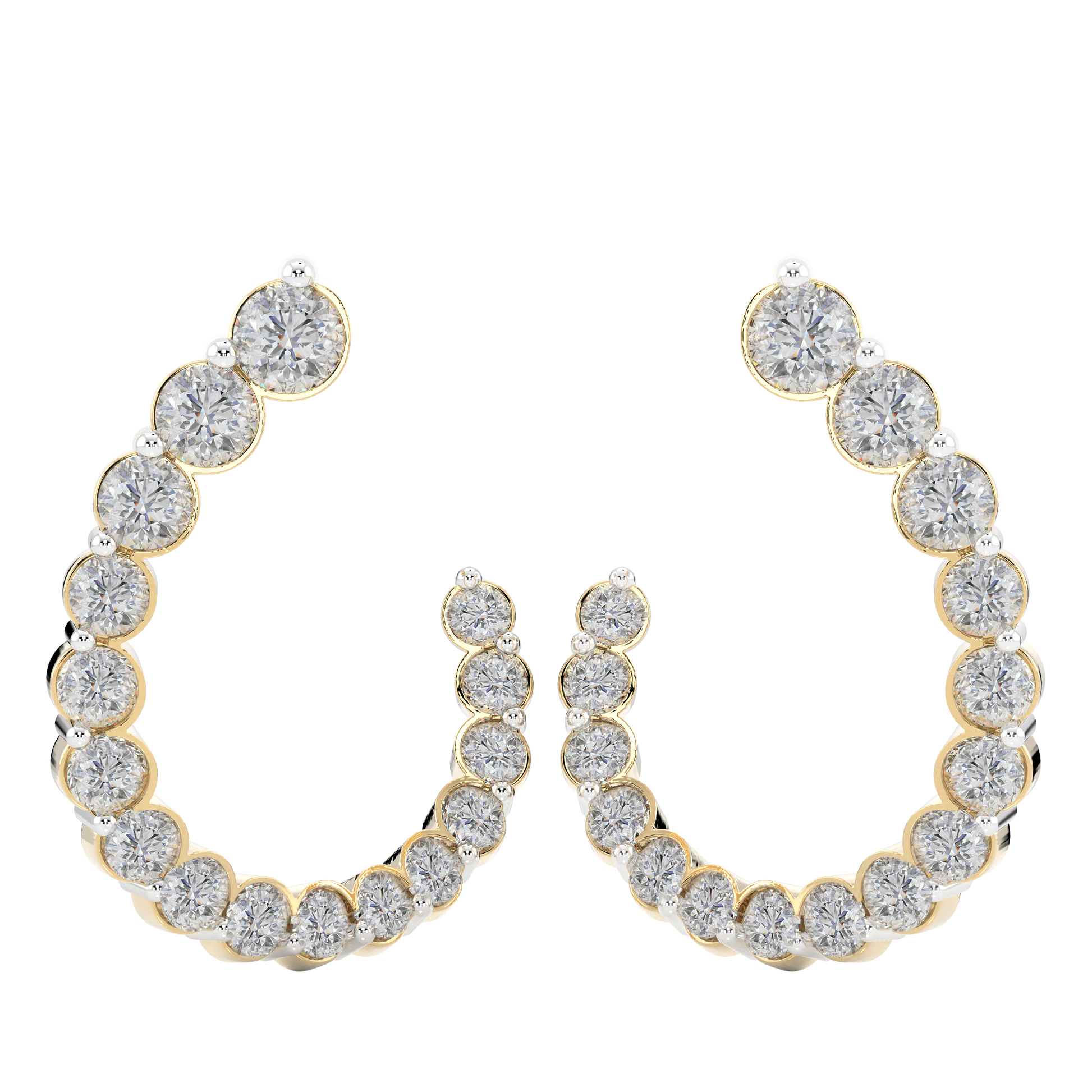 Yellow Gold-Petal Fashion Earrings Diamond Earring_view=TOP