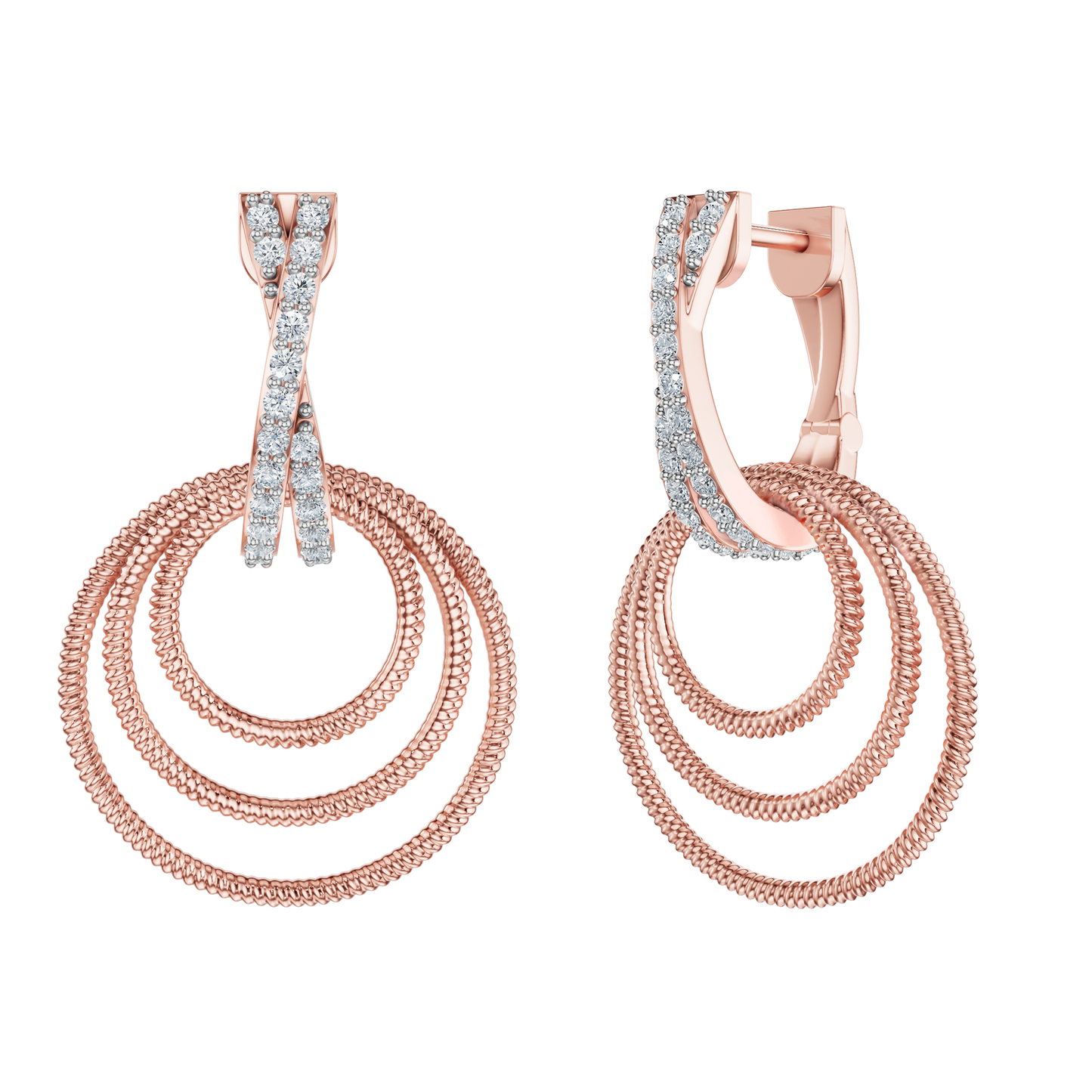 Pink Gold-Flare Statement Solitaires Lab-Grown Diamond Drop Earrings_view=FRONT