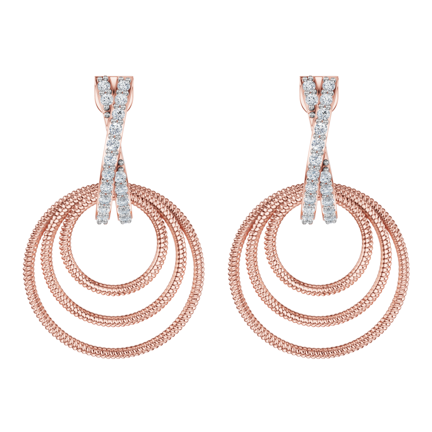 Pink Gold-Flare Statement Solitaires Lab-Grown Diamond Drop Earrings_view=TOP