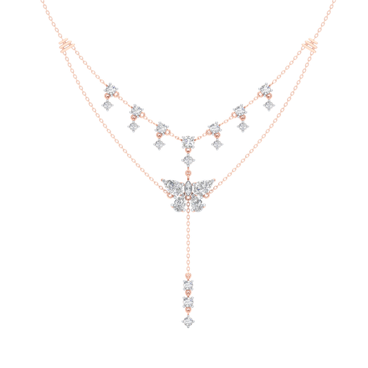 Pink Gold-Constellation Line Modern Gold Link Bracelet- Lab-Grown Diamond Necklace_view=TOP