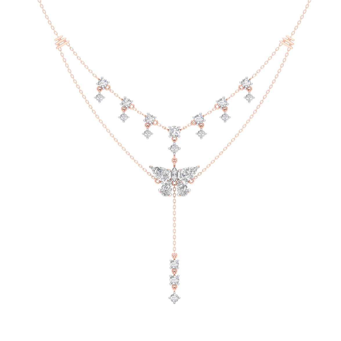 Pink Gold-Constellation Line Modern Gold Link Bracelet- Lab-Grown Diamond Necklace_view=TOP