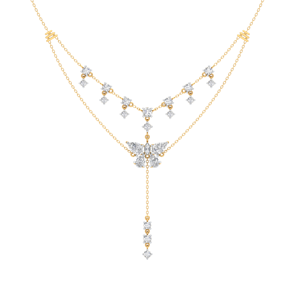 Yellow Gold-Constellation Line Modern Gold Link Bracelet- Lab-Grown Diamond Necklace_view=TOP