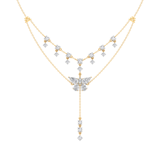 Yellow Gold-Constellation Line Modern Gold Link Bracelet- Lab-Grown Diamond Necklace_view=TOP