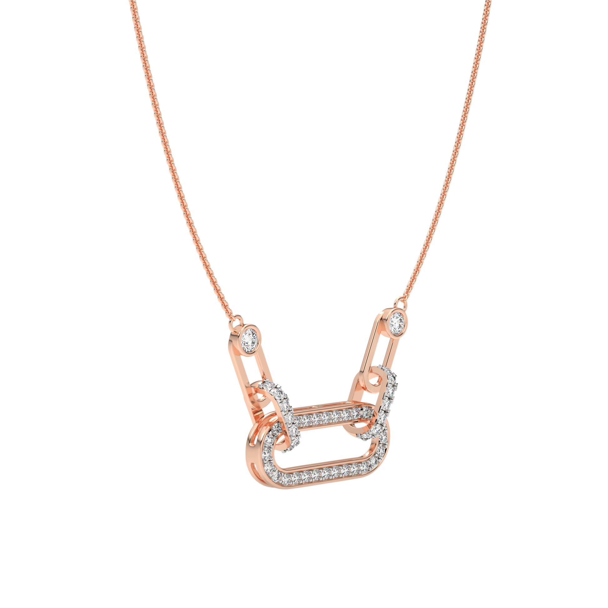 Pink Gold-Nebula Chain Tear-Drop Lab-Grown Diamond Necklace_view=3DV