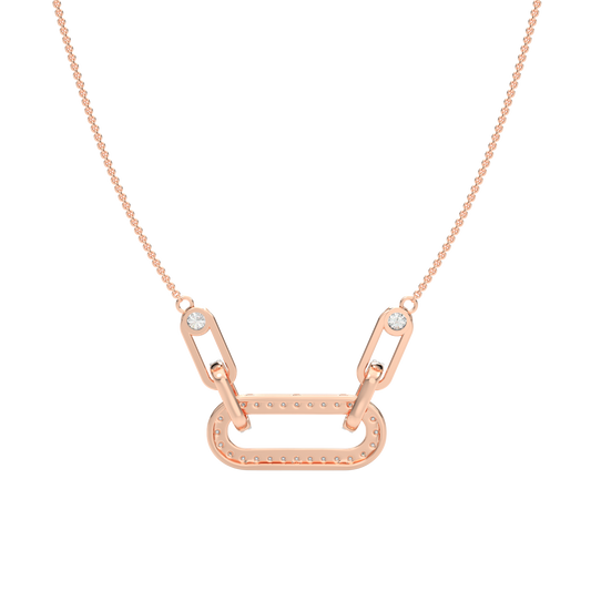 Pink Gold-Nebula Chain Tear-Drop Lab-Grown Diamond Necklace_view=BACK