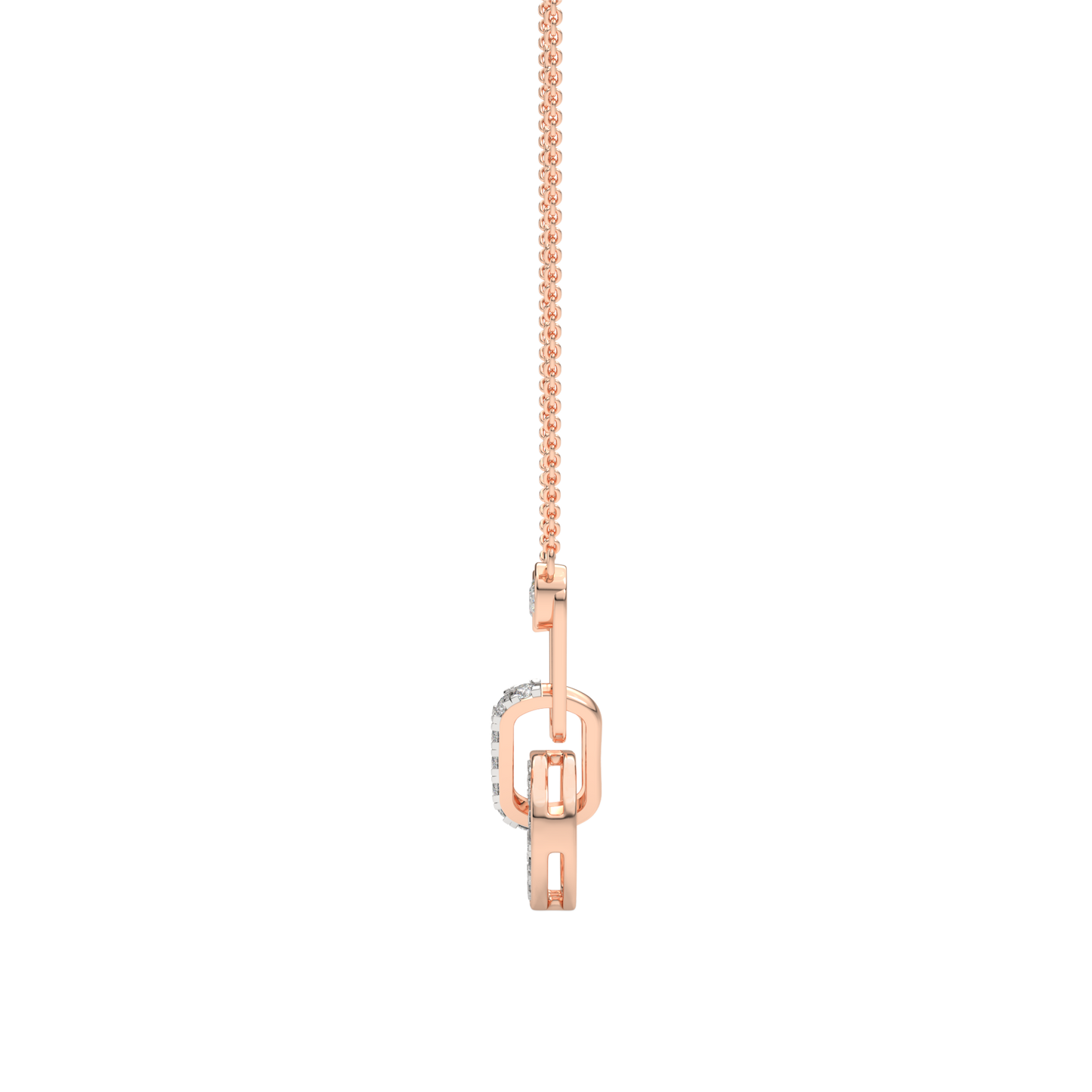 Pink Gold-Nebula Chain Tear-Drop Lab-Grown Diamond Necklace_view=SIDE
