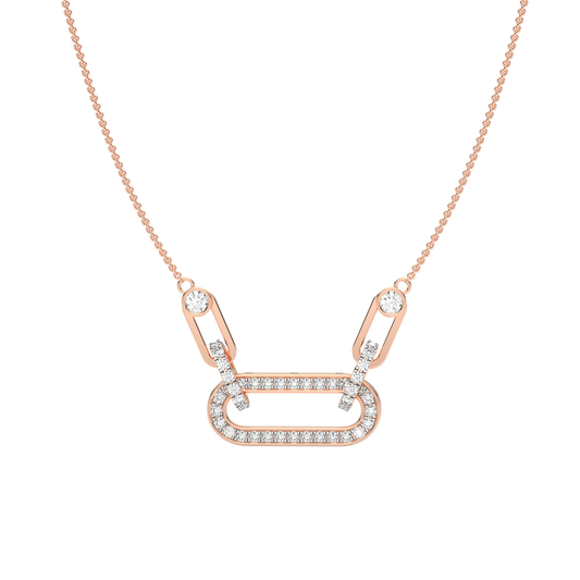 Pink Gold-Nebula Chain Tear-Drop Lab-Grown Diamond Necklace_view=TOP