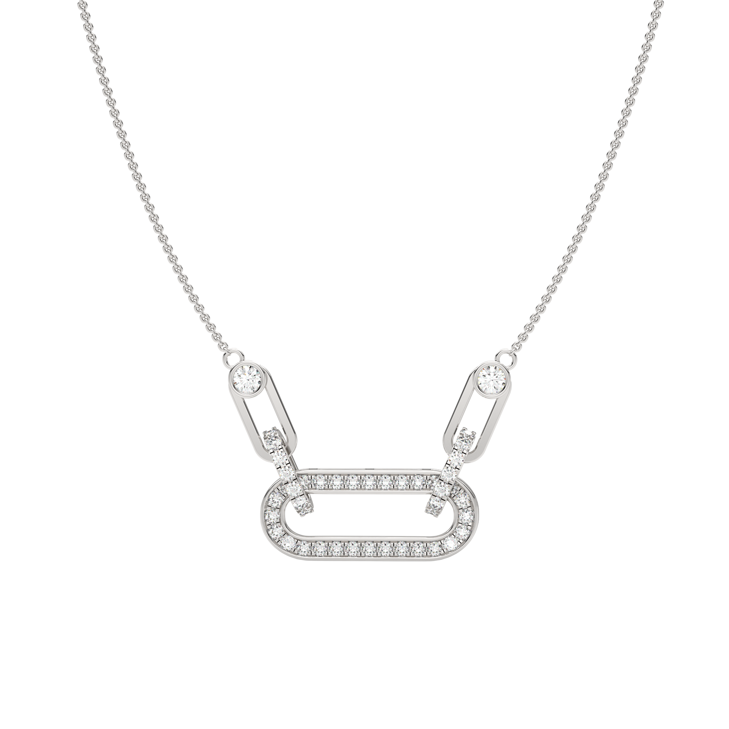 White Gold-Nebula Chain Tear-Drop Lab-Grown Diamond Necklace_view=TOP