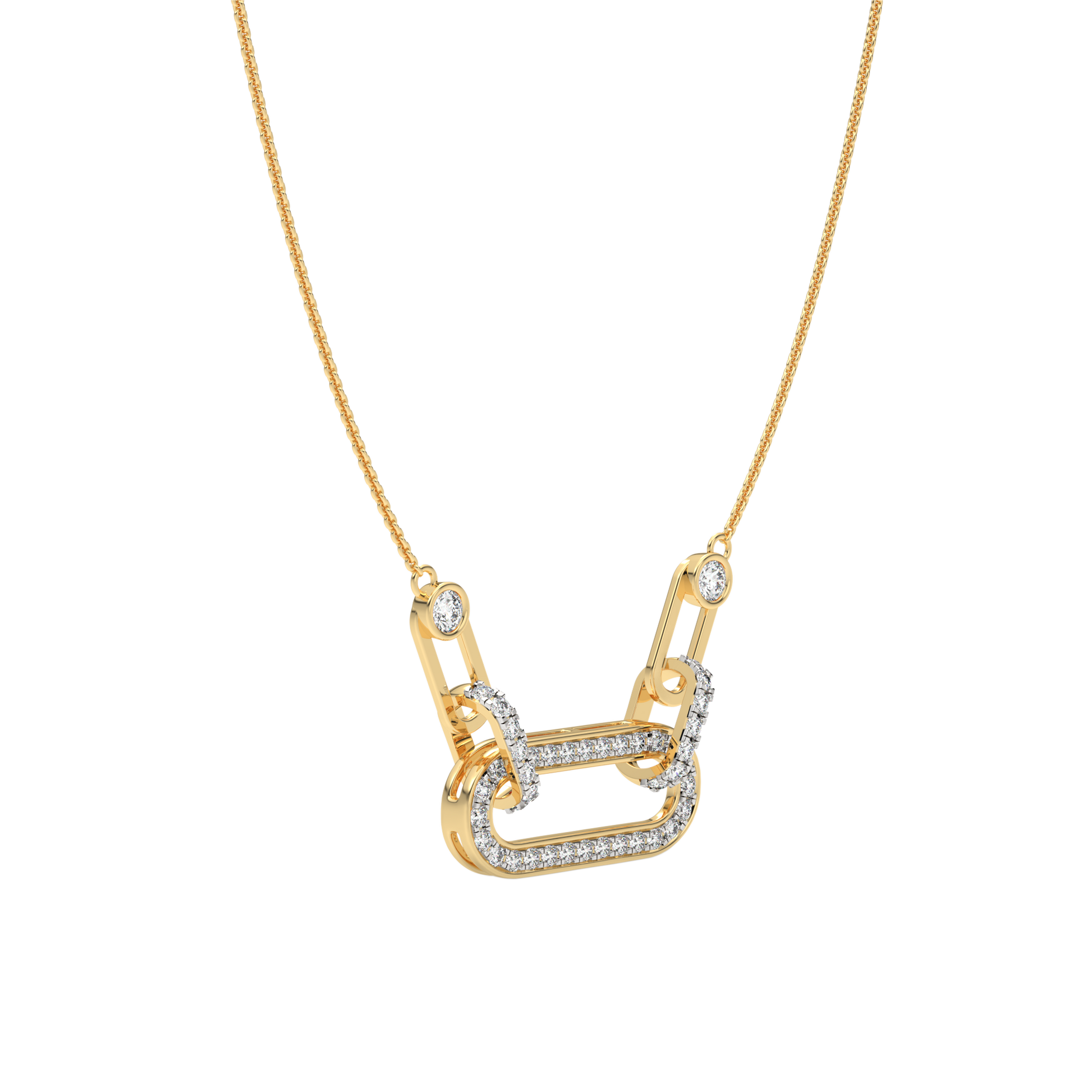 Yellow Gold-Nebula Chain Tear-Drop Lab-Grown Diamond Necklace_view=3DV