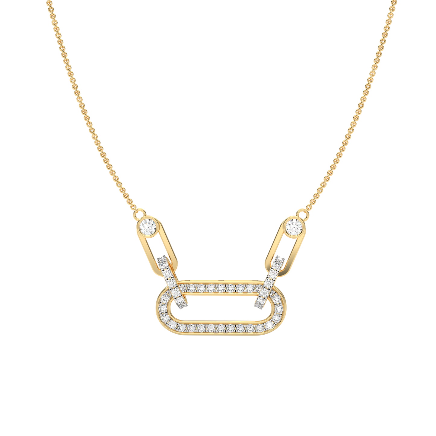 Yellow Gold-Nebula Chain Tear-Drop Lab-Grown Diamond Necklace_view=TOP