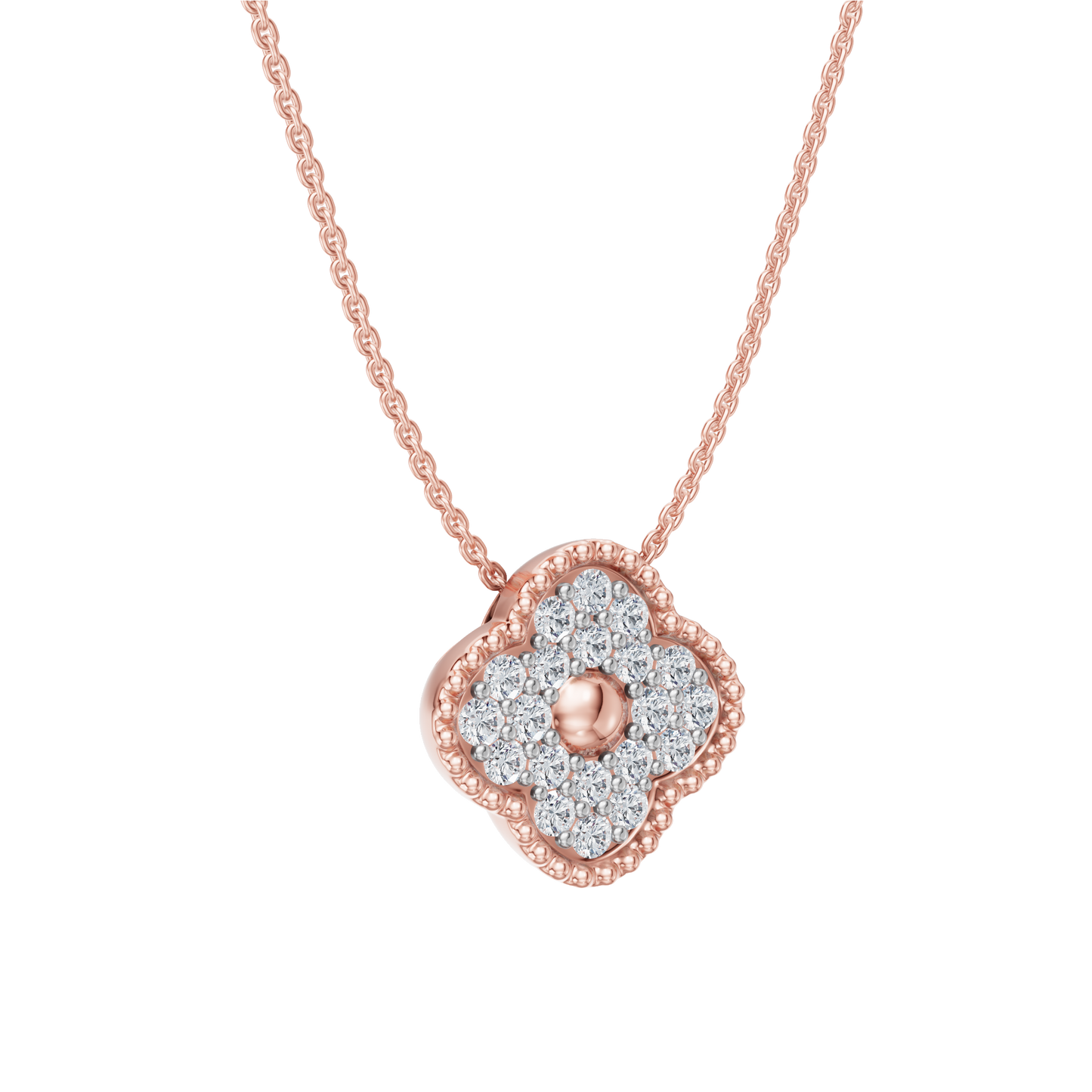 Pink Gold-Clover  Pave Pendant_view=3DV