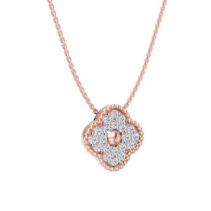 Pink Gold-Clover  Pave Pendant_view=3DV