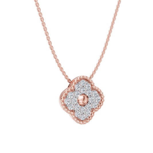 Pink Gold-Clover  Pave Pendant_view=3DV