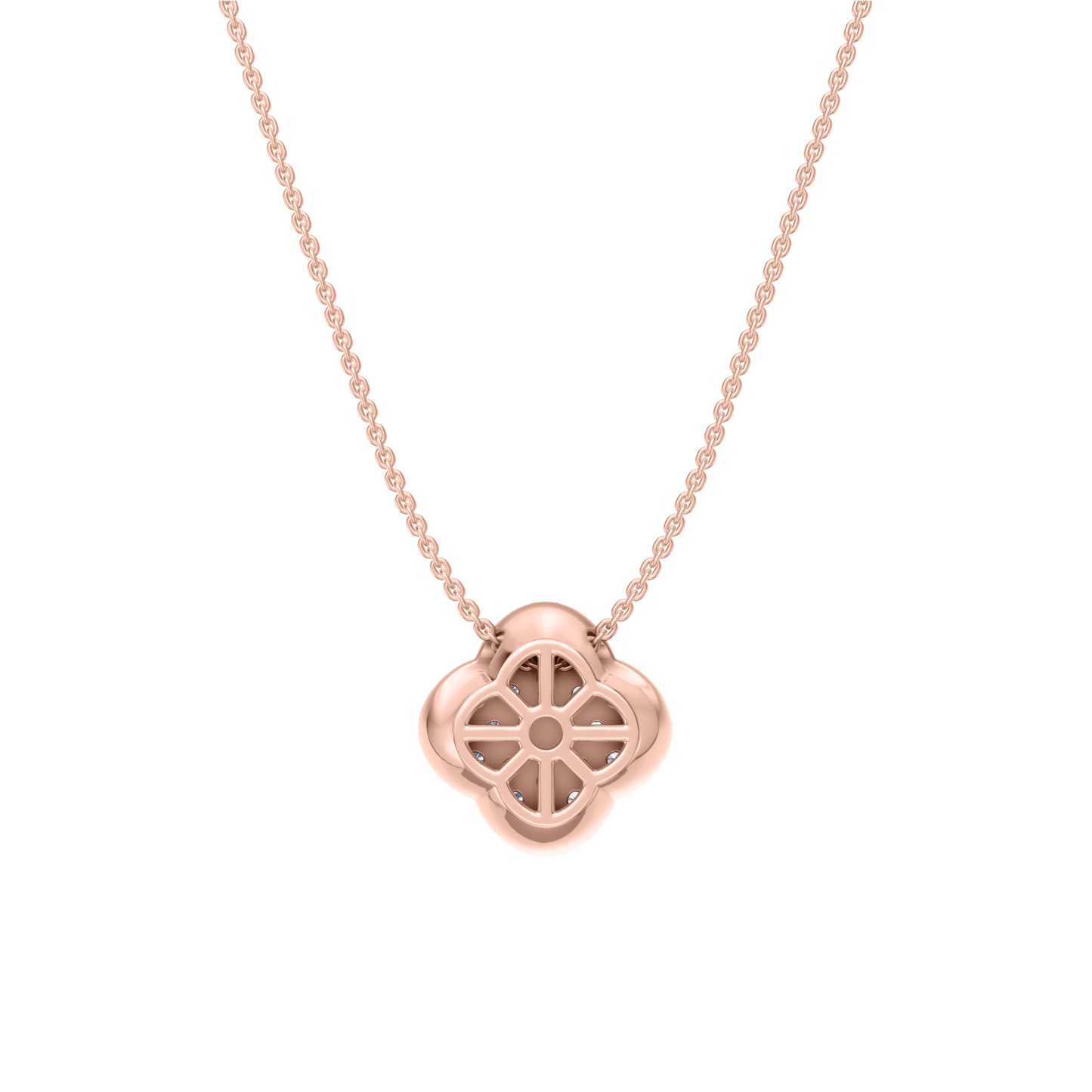 Pink Gold-Clover  Pave Pendant_view=BACK