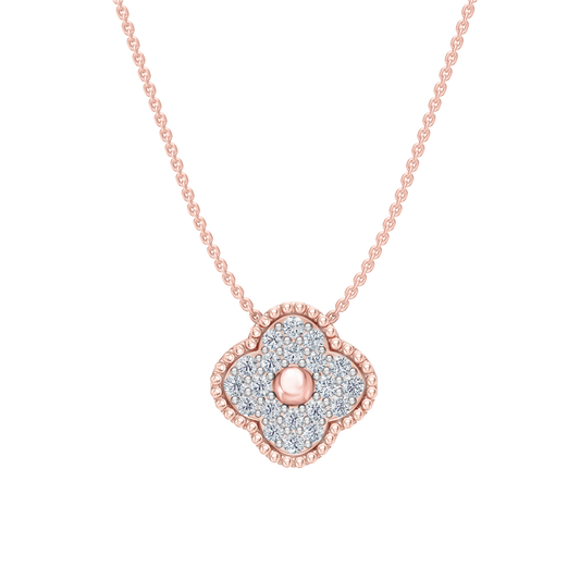 Pink Gold-Clover  Pave Pendant_view=FRONT