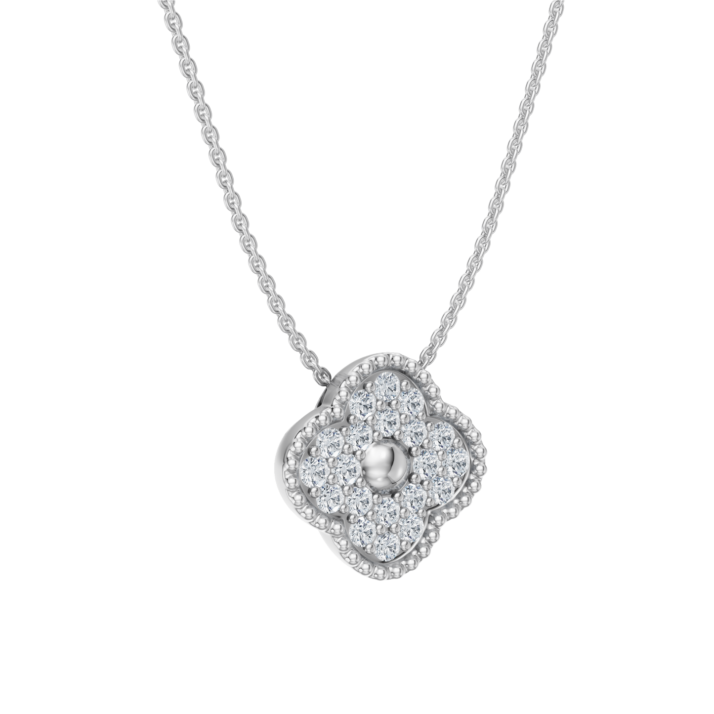 White Gold-Clover  Pave Pendant_view=3DV