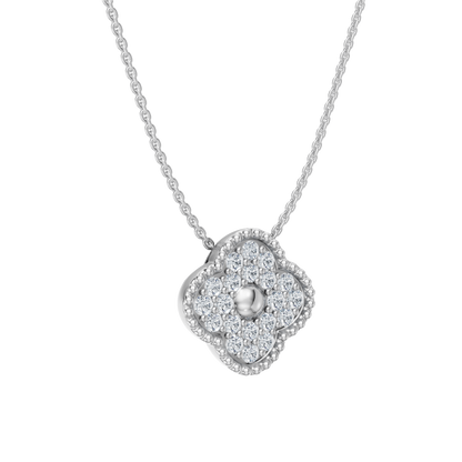 White Gold-Clover  Pave Pendant_view=3DV