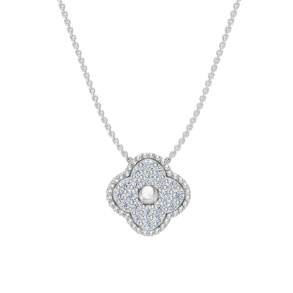 White Gold-Clover  Pave Pendant_view=FRONT