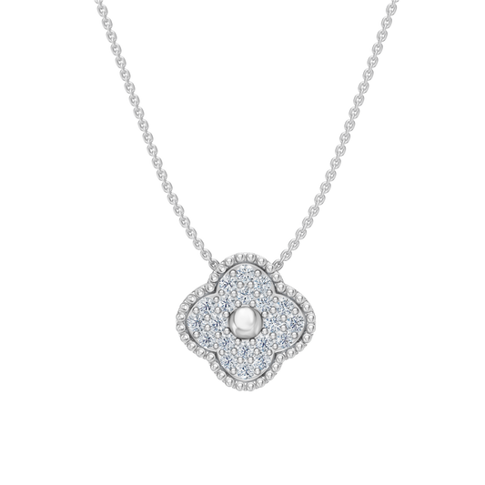 White Gold-Clover  Pave Pendant_view=FRONT