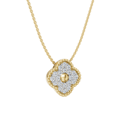 Yellow Gold-Clover  Pave Pendant_view=3DV
