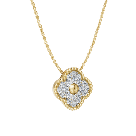 Yellow Gold-Clover  Pave Pendant_view=3DV